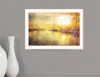 Hivvago Yellow Sunset Boats In Marina White Framed Print Wall Art In White