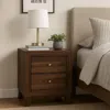 Hivvago Yels Nightstand With 2 Drawers, Gold Metal Knobs, Walnut Brown In Brown