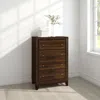 Hivvago Yels Tall Dresser Chest With 4 Drawers, Gold Metal Knobs, Walnut Brown In Brown