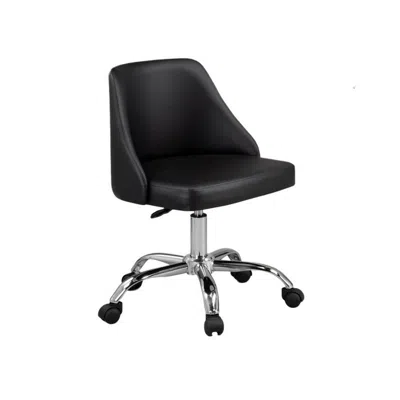 Hivvago Yim 22 Inch Adjustable Swivel Office Chair, Black Faux Leather, Chrome Base