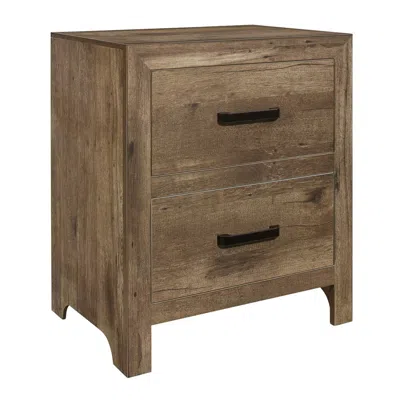 Hivvago Zane 28 Inch Transitional Nightstand, 2 Drawers, Weathered Pine Veneer In Brown