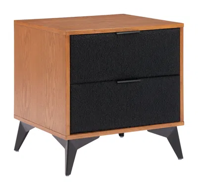Hivvago Zarif Nightstand Black & Walnut In Brown