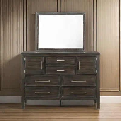 Hivvago Zavi 32 X 40 Dresser Mirror, Rectangular, Glass, Nutmeg Brown Finish