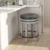 Hivvago Zeka Swivel Counter Stool Set Of 2, Rich Black Faux Leather, Gray In Gray