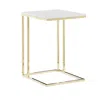 Hivvago Zen 23 Inch Side End Tray Table, White Tray Top, Steel Base In Gold Finish In White