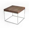 Hivvago Zen 24 Inch Side End Table, Square, Brown Wood Top, Chrome Steel Frame In Brown