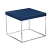 Hivvago Zen 24 Inch Side End Table, Square, Polished Blue Top, Chrome Metal Finish In Blue