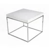 Hivvago Zen 24 Inch Side End Table, Square, White Lacquer Top, Chrome Steel Frame