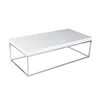 Hivvago Zen 48 Inch Coffee Table, Rectangular White Lacquer Top, Chrome Steel Frame