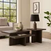 Hivvago Zeny 2pc Coffee And Side Table Set, Geometric Cross Base, Dark Brown In Brown