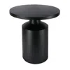 Hivvago Zoe 20 Inch Modern Round Iron Side Table With Pedestal Base, Matte Black