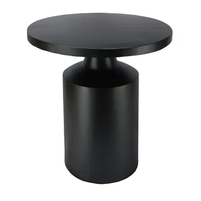 Hivvago Zoe 20 Inch Modern Round Iron Side Table With Pedestal Base, Matte Black