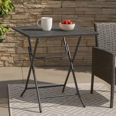 Hivvago Zofi Outdoor Dining Breakfast Bistro Table, Foldable Mesh Top, Gray