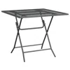 Hivvago Zofi Outdoor Foldable Patio Table, 32 Inch Square, Gray Mesh Metal