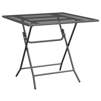 Hivvago Zofi Outdoor Foldable Patio Table, 32 Inch Square, Gray Mesh Metal