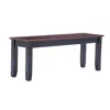 Hivvago Zoy 48 Inch Wood Dining Bench, Cherry Brown Top, Classic Black Tapered Legs In Brown