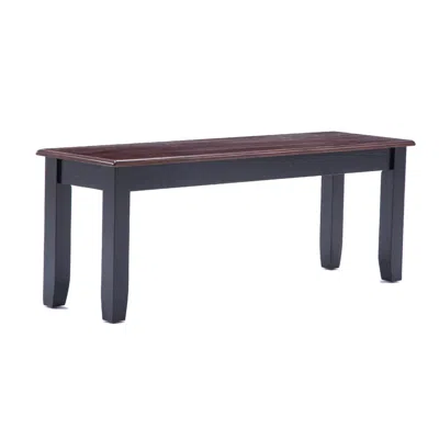 Hivvago Zoy 48 Inch Wood Dining Bench, Cherry Brown Top, Classic Black Tapered Legs