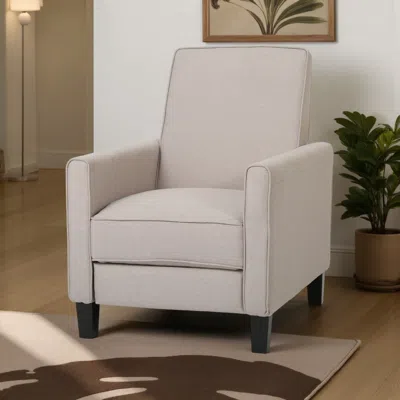 Hivvago Zuca Pushback Recliner Chair, Black Wood, Premium Padded Beige Polyester In Neutral