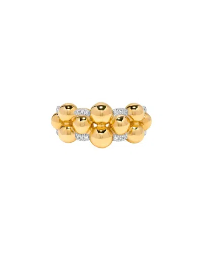 H.j. Namdar H. J. Namdar 0.09 Ct Tw Diamond And Gold Bead Stack Ring 14k Yellow Gold Natural Diamonds Size 6
