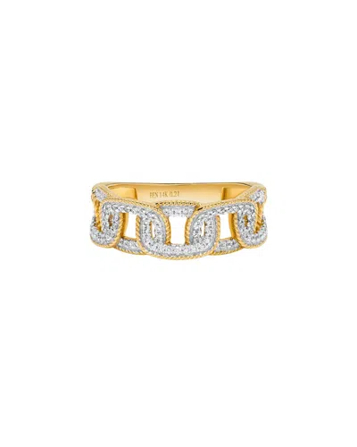H.j. Namdar H. J. Namdar 0.21 Ct Tw Pave Diamond Chain Link Ring 14k Yellow Gold Natural Diamonds Size 6