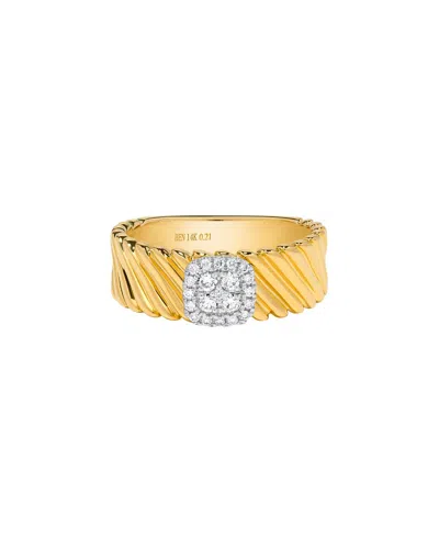 H.j. Namdar H. J. Namdar 0.21 Ct Tw Diamond Cluster Gold Swirl Stack Ring 14k Yellow Gold Natural Diamonds