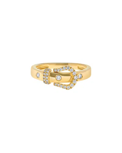 H.j. Namdar H. J. Namdar 0.23 Ct Tw Diamond Belt Buckle Ring 14k Yellow Gold Natural Diamonds Size 6