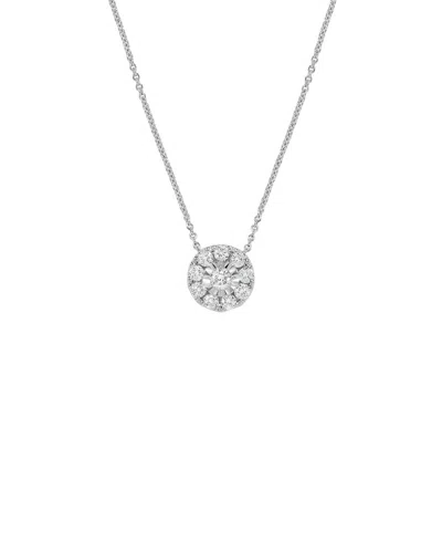 H.j. Namdar 14k 0.35 Ct. Tw. Diamond Halo Necklace In Metallic