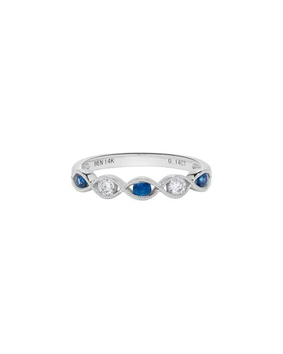 H.j. Namdar 14k 0.37 Ct. Tw. Diamond & Sapphire Stackable Ring In Silver