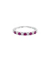 H.j. Namdar 14k 0.39 Ct. Tw. Diamond & Ruby Stackable Ring In Silver