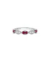 H.j. Namdar 14k 0.42 Ct. Tw. Diamond & Ruby Stackable Ring In Metallic