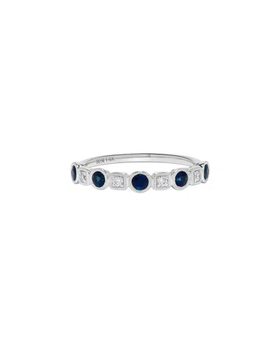 H.j. Namdar 14k 0.45 Ct. Tw. Diamond & Sapphire Stackable Ring In Metallic