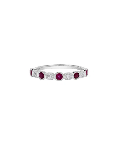 H.j. Namdar 14k 0.50 Ct. Tw. Diamond & Ruby Stackable Ring In Pink