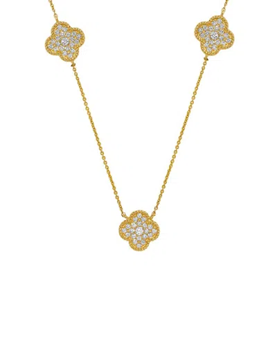 H.j. Namdar H. J. Namdar 0.51 Ct Tw 3 Station Rope Edge Clover Necklace 14k Yellow Gold Natural Diamonds