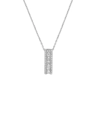 H.j. Namdar H. J. Namdar 0.54 Ct Tw Diamond Princess Channel Pendant Necklace 14k White Gold Natural Diamonds In Metallic