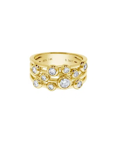 H.j. Namdar H. J. Namdar 0.56 Ct Tw Bezel Set Round Diamond Layer Ring 14k Yellow Gold Natural Diamonds Size 6 In Multi