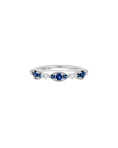 H.j. Namdar H. J. Namdar 0.57 Ct Tw Prong Set Sapphire And Diamond Stackable Ring 14k White Gold Natural Sapphir In Metallic
