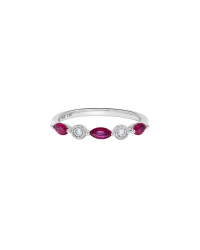 H.j. Namdar 14k 0.60 Ct. Tw. Diamond & Ruby Band Ring In Silver