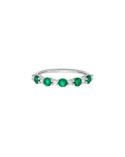 H.j. Namdar 14k 0.63 Ct. Tw. Diamond & Emerald Band Ring In Green