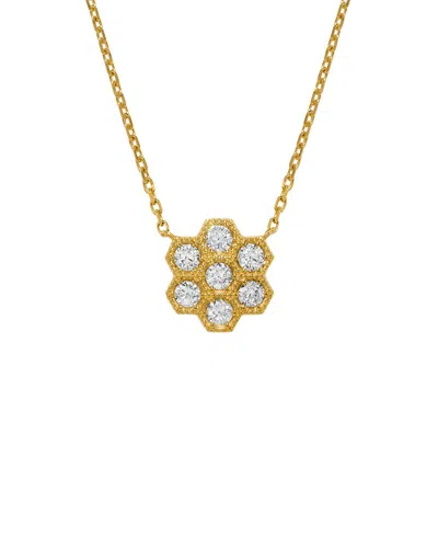 H.j. Namdar H. J. Namdar 0.63 Ct Tw Honeycomb Round Diamond Pendant Necklace 14k Yellow Gold Natural Diamonds