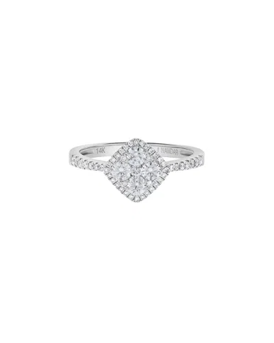 H.j. Namdar H. J. Namdar 0.64 Ct Tw Diamond Shaped Diamond Cluster Ring 14k White Gold Natural Diamonds Size 6 In Metallic