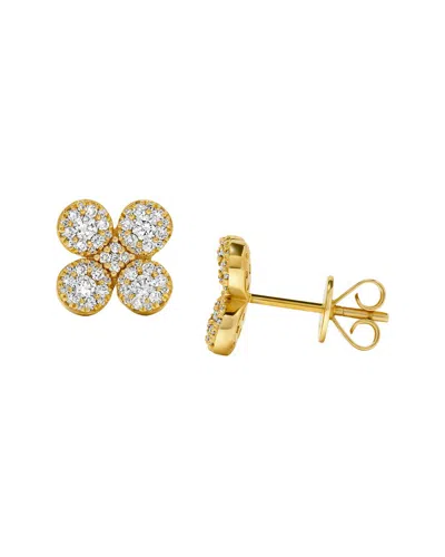 H.j. Namdar H. J. Namdar 0.72 Ct Tw Clover Stud Diamond Earrings 14k Yellow Gold Natural Diamonds