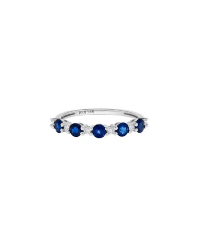 H.j. Namdar 14k 0.80 Ct. Tw. Diamond & Sapphire Band Ring In Silver