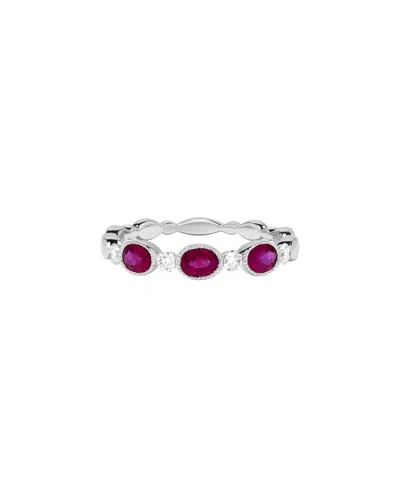 H.j. Namdar 14k 0.81 Ct. Tw. Diamond & Ruby Bezel Ring In Green