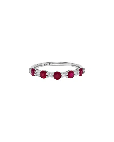 H.j. Namdar 14k 0.83 Ct. Tw. Diamond & Ruby Band Ring In Silver