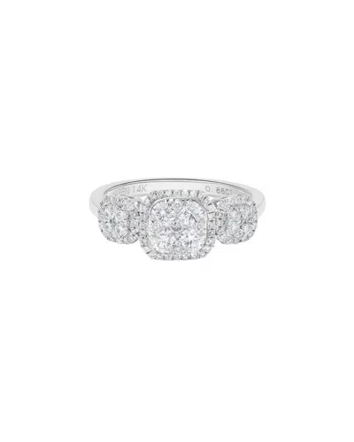 H.j. Namdar H. J. Namdar 0.84 Ct Tw Triple Square Round Diamond Cluster Ring 14k White Gold Natural Diamonds