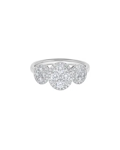 H.j. Namdar H. J. Namdar 0.85 Ct Tw Triple Oval Shape Round Diamond Cluster Ring 14k White Gold Natural Diamonds In Metallic