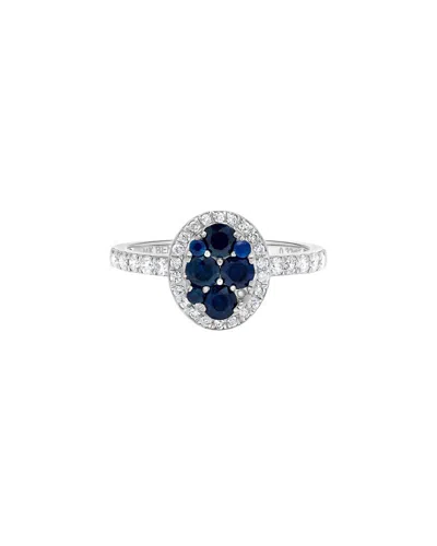 H.j. Namdar 14k 1.01 Ct. Tw. Diamond & Sapphire Cluster Ring In Blue
