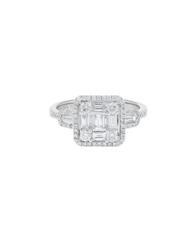 H.j. Namdar 14k 1.03 Ct. Tw. Diamond Cluster Ring In Silver