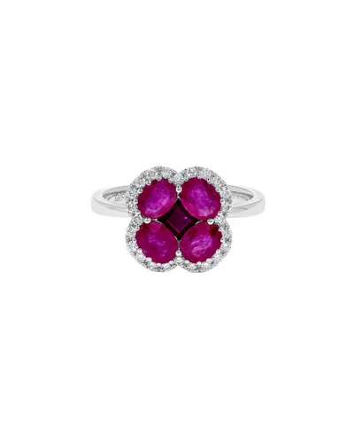 H.j. Namdar 14k 2.25 Ct. Tw. Diamond & Ruby Clover Ring In Purple