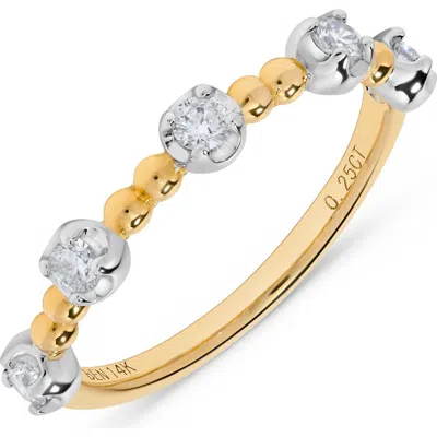 H.j. Namdar 14k Gold Diamond Beaded Band Stackable Ring